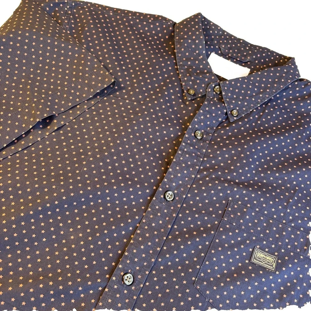 DENIM  & SUPPLY Ralph Lauren Stars ⭐️⭐️ Shirt Men's 2XL‎ Navy Short Sleeved